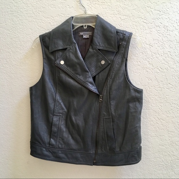 Vince Charcoal Leather Vest - Picture 2 of 8